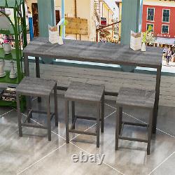 4 Piece Bar Table Set Counter Height Kitchen Pub Table with 3 Bar Stools