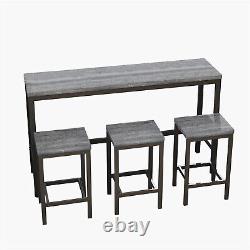 4 Piece Bar Table Set Counter Height Kitchen Pub Table with 3 Bar Stools