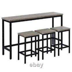 4-Piece Gray Wood Top Counter Height Bar Table Set (Seats 3)