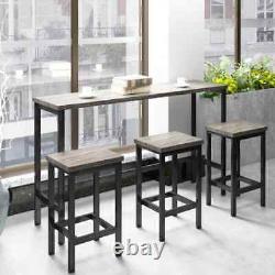 4-Piece Gray Wood Top Counter Height Bar Table Set (Seats 3)