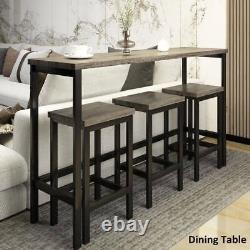 4-Piece Gray Wood Top Counter Height Bar Table Set (Seats 3)