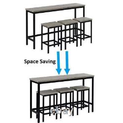 4-Piece Gray Wood Top Counter Height Bar Table Set (Seats 3)