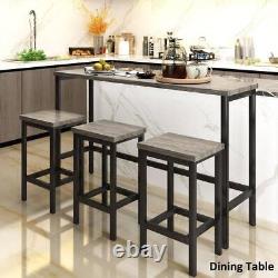 4-Piece Gray Wood Top Counter Height Bar Table Set (Seats 3)