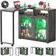 59 Foldable Rotating Home Bar Cabinet, With Power Station And Led Light, Grey