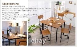 5 Pcs Industrial Kitchen Dining Table Set Home Counter Height Table 4 Bar Stools