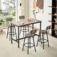 5 Piece Bar Table Set Counter Height Kitchen Dining Table With 4 Bar Stools Grey