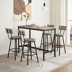 5 Piece Bar Table Set Counter Height Kitchen Dining Table with 4 Bar Stools US