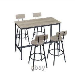 5 Piece Bar Table Set Counter Height Kitchen Dining Table with 4 Bar Stools US