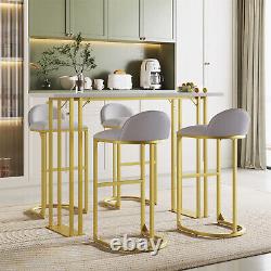 5 Piece Bar Table Set Counter Height Kitchen Dining Table with 4 Velvet Bar Stool