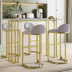 5 Piece Bar Table Set Counter Height Kitchen Dining Table with 4 Velvet Bar Stool