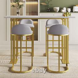 5 Piece Bar Table Set Counter Height Kitchen Dining Table with 4 Velvet Bar Stool