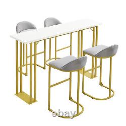 5 Piece Bar Table Set Counter Height Kitchen Dining Table with 4 Velvet Bar Stool