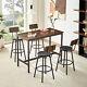 5 Piece Bar Table Set Counter Height Kitchen Dining Tables With 4 Bar Stool Brown