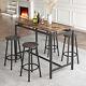 5 Piece Bar Table Set Counter Height Kitchen Dining Tables With 4 Bar Stools Brown