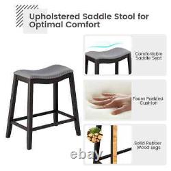 5-Piece Bar Table Set Counter Height Table & Upholstered Saddle Stools (Set 4)