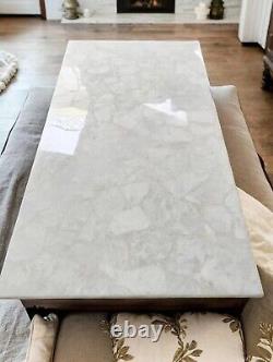 60x30 White Quartz Center Sofa Dining Table Gemstone Entryway Furniture Bar De