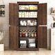 71in Farmhouse Tall Storage Cabinet, Kitchen Cabinet With 4 Barn Doors