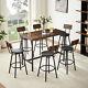 7 Piece Bar Table Set Counter Height Kitchen Dining Table With 6 Bar Stool Brown