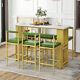 7 Piece Bar Table Set Counter Height Kitchen Dining Table With 6 Upholstered Stool