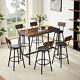 7 Piece Bar Table Set Counter Height Kitchen Dining Tables With 6 Bar Stool Brown