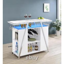 Araceli Home Bar Wine Cabinet White High Gloss and Chrome