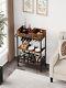 Bar Cart 3 Tier The Home Bar Cart With Wheels, Two Portable Trays, Wine Rack