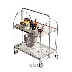 Bar Rolling Dining Car Trolley Cart Serving Cart Folding Home Cart Storage Glass