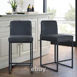Bar Stools Set of 2 Counter Height Pub Stools Upholstered Kitchen Dining Chairs