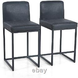 Bar Stools Set of 2 Counter Height Pub Stools Upholstered Kitchen Dining Chairs