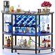 Bar Table Cabinet With Power Outlet, Led Home Mini Bar For Liquor And Grey