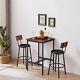 Bar Table Set 2 Bar Stools Pu Soft Seat Backrest Brown Square Particle Board