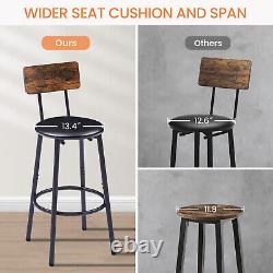 Bar Table Set 2 Bar stools PU Soft seat backrest Brown Square Particle Board