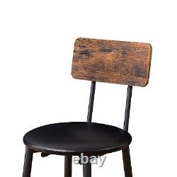 Bar Table Set 2 Bar stools PU Soft seat with backrest, Rectangular Rustic Brown