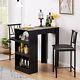 Bar Table Set 2 Chairs Dining Table Counter Height Stool With Storage Shelves