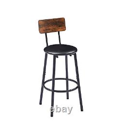 Bar Table Set 4 Bar stools PU Soft seat backrest Rectangular Rustic Brown