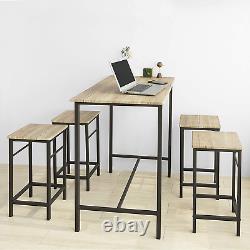 Bar Table and 4 Stools, Home Kitchen Breakfast Bar Set Furniture Dining Set