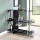 Bar Table With Two Tempered Glass Shelves, Black (16 In X 47 In X 41 In)