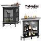 Bar Unit With Metal Mesh Front, Home Liquor Bar Table With Storage & Footrest