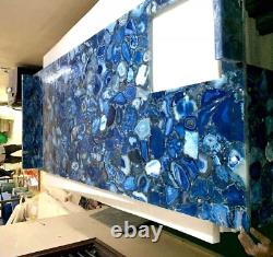 Blue Agate Dining Table Top Kitchen Slab Handmade Furniture Agate Bar Table Deco