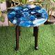 Blue Agate Gemstone Round Coffee Table Top Console Bar Table Home & Garden Decor