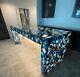 Blue Agate Stone Kitchen Slab Dining Table, Agate Bar Table, Gemstone Countertop