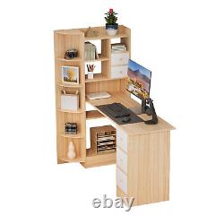 Bookshelf Desk, 2-in-1 L-Shaped Computer Desk with Bookshelf for Home Office