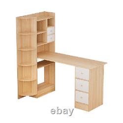 Bookshelf Desk, 2-in-1 L-Shaped Computer Desk with Bookshelf for Home Office