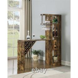 Bowery Hill Contemporary 5 Shelf Bar Table Storage in Antique Nutmeg