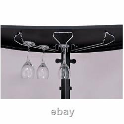 Bowery Hill Contemporary Metal Glass Home Bar in Black and Chrome