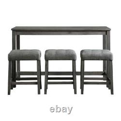 Bowery Hill Transitional Wood Multipurpose Bar Table Set in Charcoal