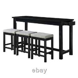 Brim 4-Piece Black Finish Wood Bar Table Set Seats 3 Furniture dining table