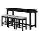 Brim 4-piece Black Finish Wood Bar Table Set Seats 3 Furniture Dining Table