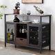 Brown 43industrial Wine Bar Cabinet Liquor Glasses Wine Rack Table Home Kitchen