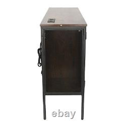 Brown 47Industrial Wine Bar Cabinet Liquor Glasses Wine Rack Table Home Kitchen